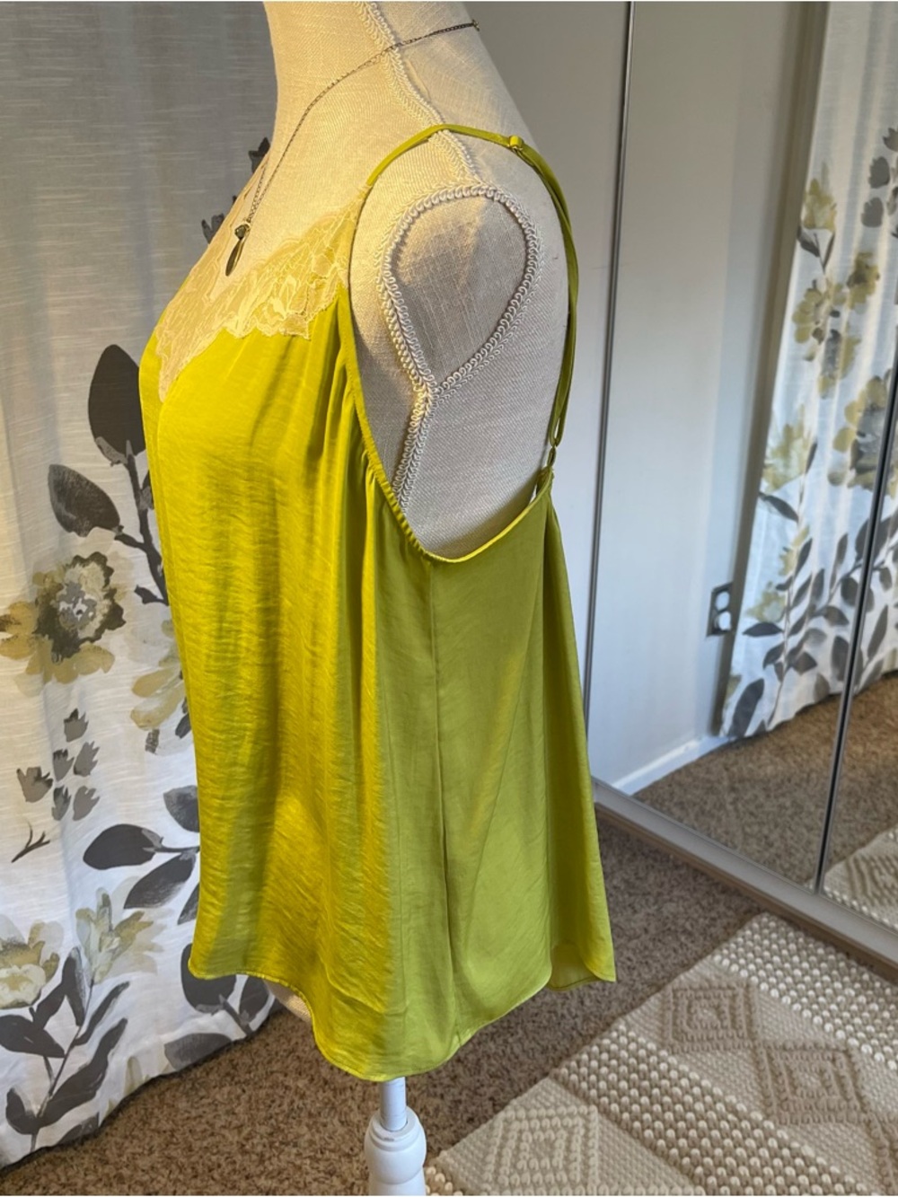 Witchy Vibes Lime Green Lace Trim Satin Fairy Whimsigoth Chemise Layer - Picture 2 of 9